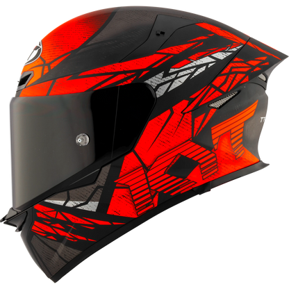 Left Side View of Front Left View of KYT TT-REVO Combustion Red Motorcycle Helmet