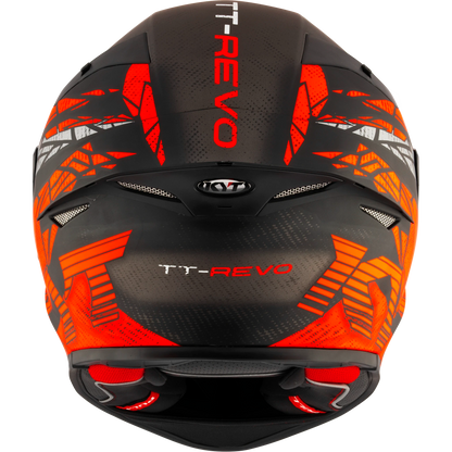 Rear View of KYT TT-REVO Combustion Red Motorcycle Helmet