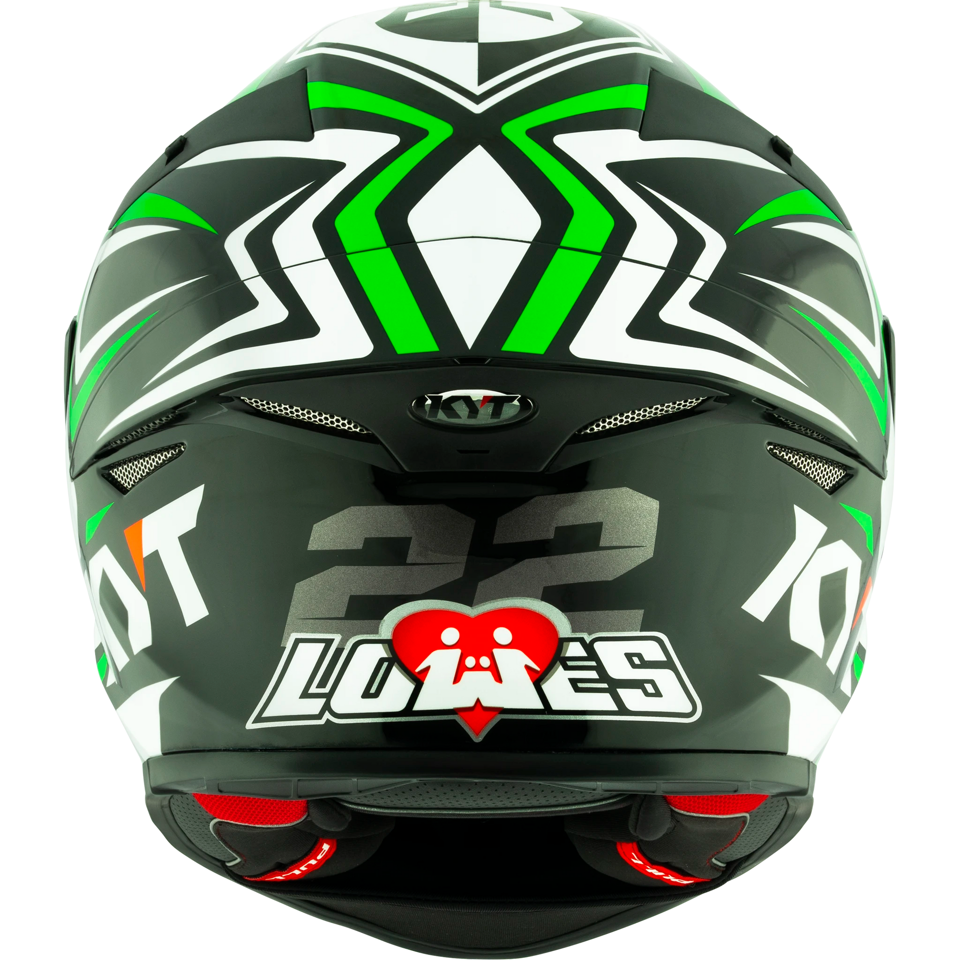 Rear View of KYT TT-REVO Alex Lowes Replica Motorcycle Helmet