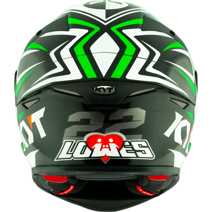 Rear View of KYT TT-REVO Alex Lowes Replica Motorcycle Helmet
