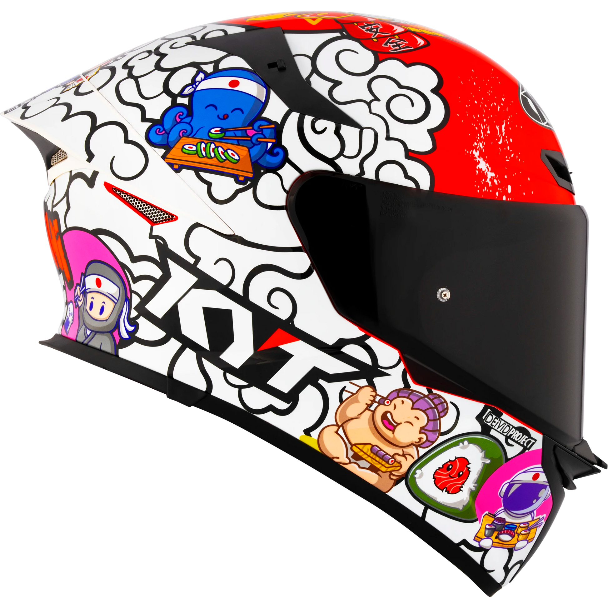 Right Side View of KYT TT-REVO Sushi Time Motorcycle Helmet