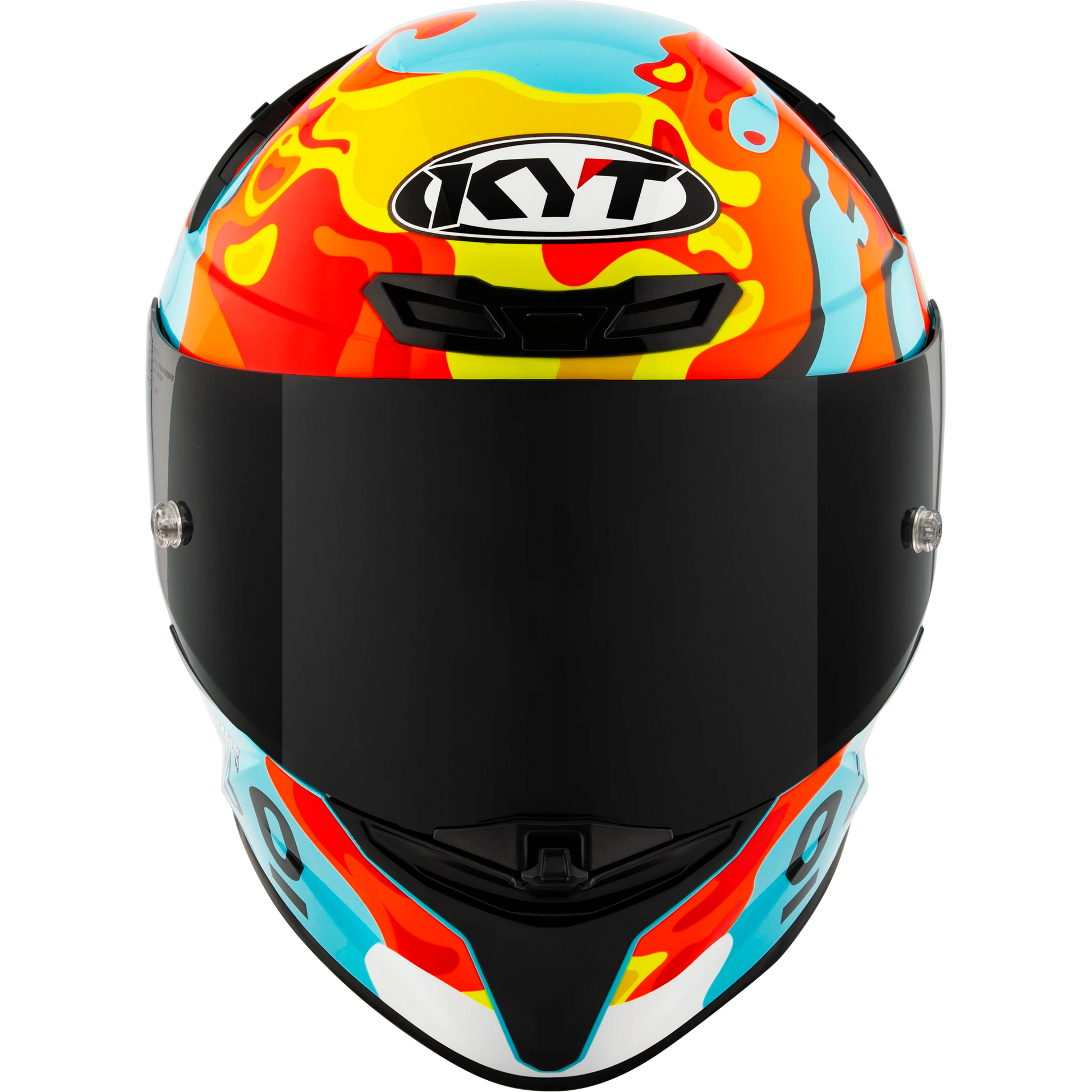 Front View of KYT TT-REVO Leopard Aragon Replica Motorcycle Helmet