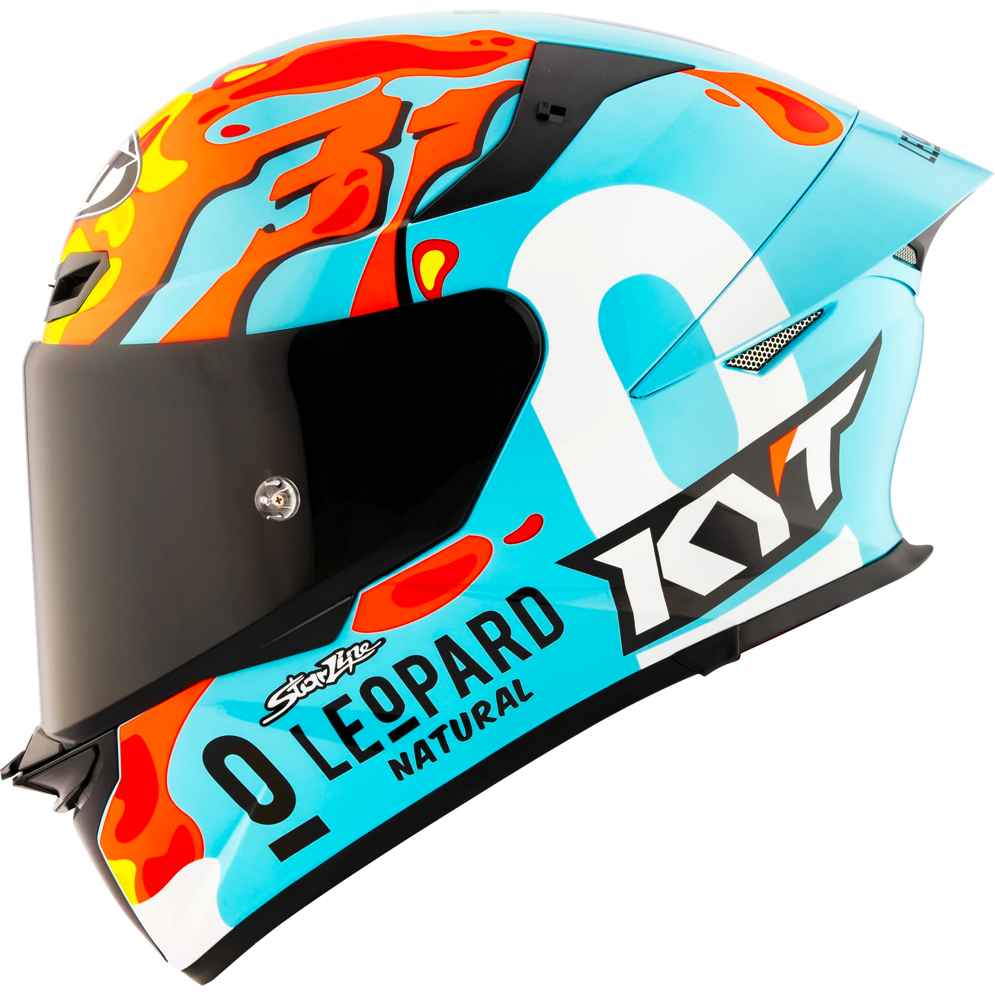 Left Side View of KYT TT-REVO Leopard Aragon Replica Motorcycle Helmet
