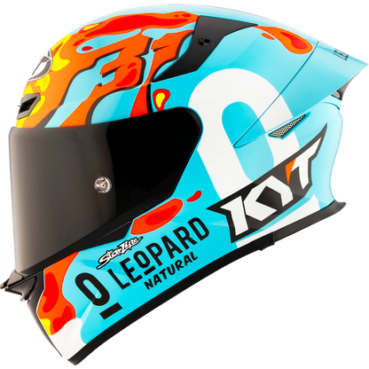 Left Side View of KYT TT-REVO Leopard Aragon Replica Motorcycle Helmet