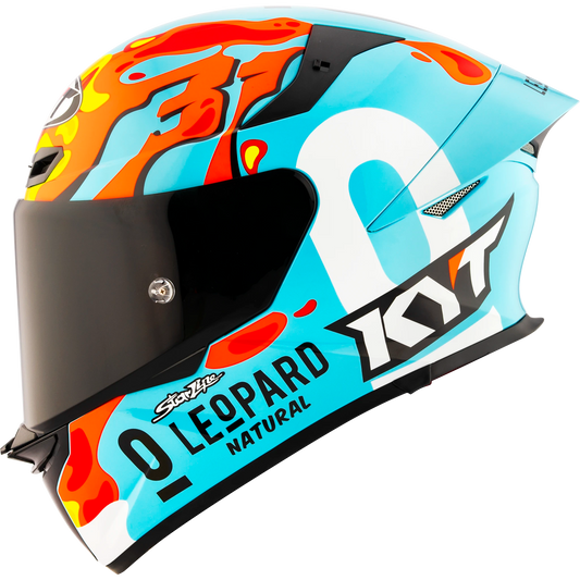 Left Side View of KYT TT-REVO Leopard Aragon Replica Motorcycle Helmet