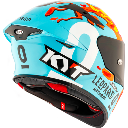 Rear Right Quarter View of KYT TT-REVO Leopard Aragon Replica Motorcycle Helmet
