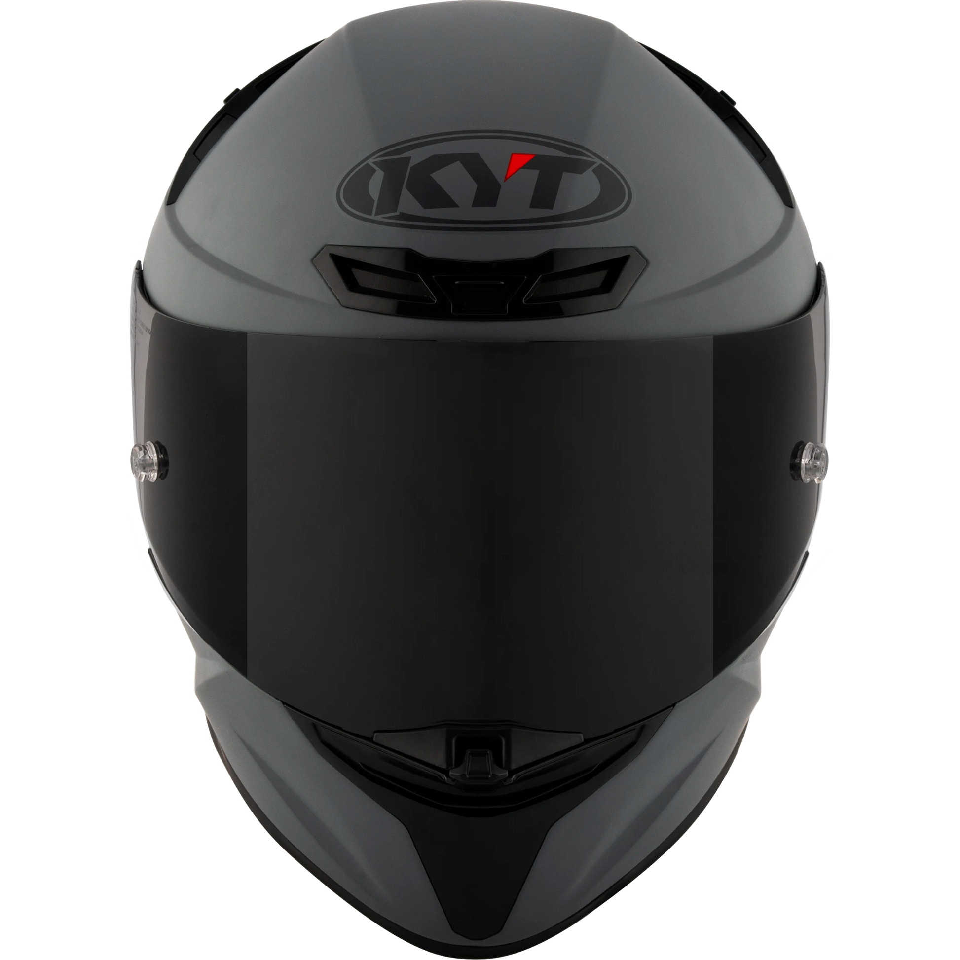 Front View of KYT TT-REVO motorcycle helmet in Matte Grey