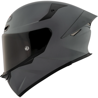Left Side View of KYT TT-REVO motorcycle helmet in Matte Grey
