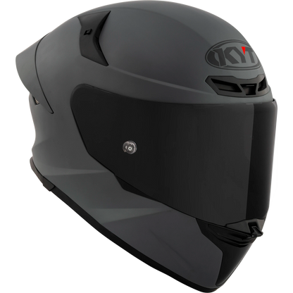 Front Right Quarter View of KYT TT-REVO motorcycle helmet in Matte Grey