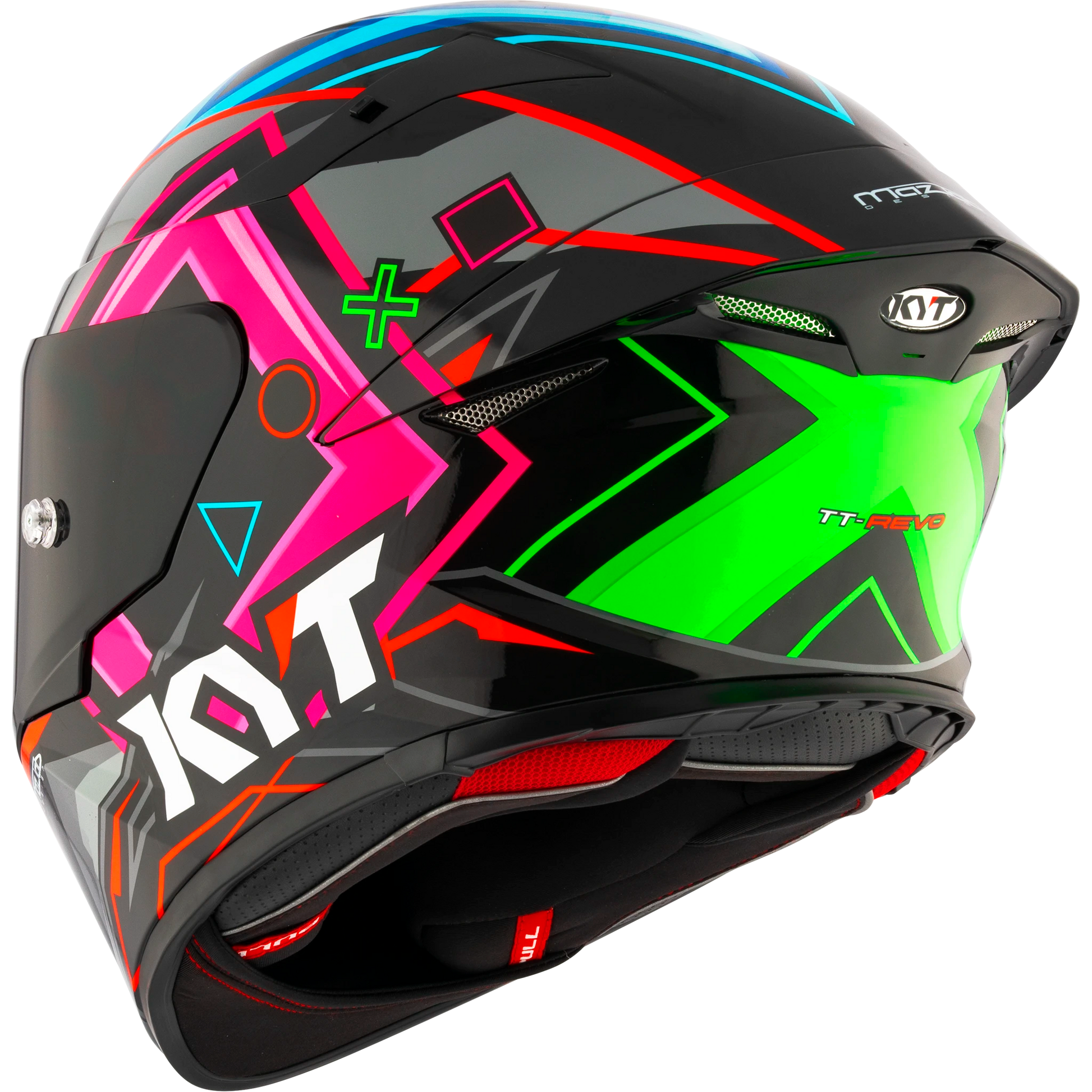 Rear Left Quarter View of KYT TT-REVO Ratthapark Play Replica Motorcycle Helmet