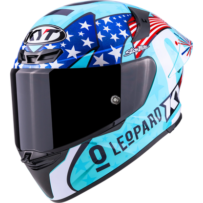 Front Left Quarter View KYT TT-REVO Leopard America Replica Motorcycle Helmet