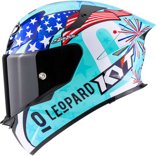 Left Side View KYT TT-REVO Leopard America Replica Motorcycle Helmet