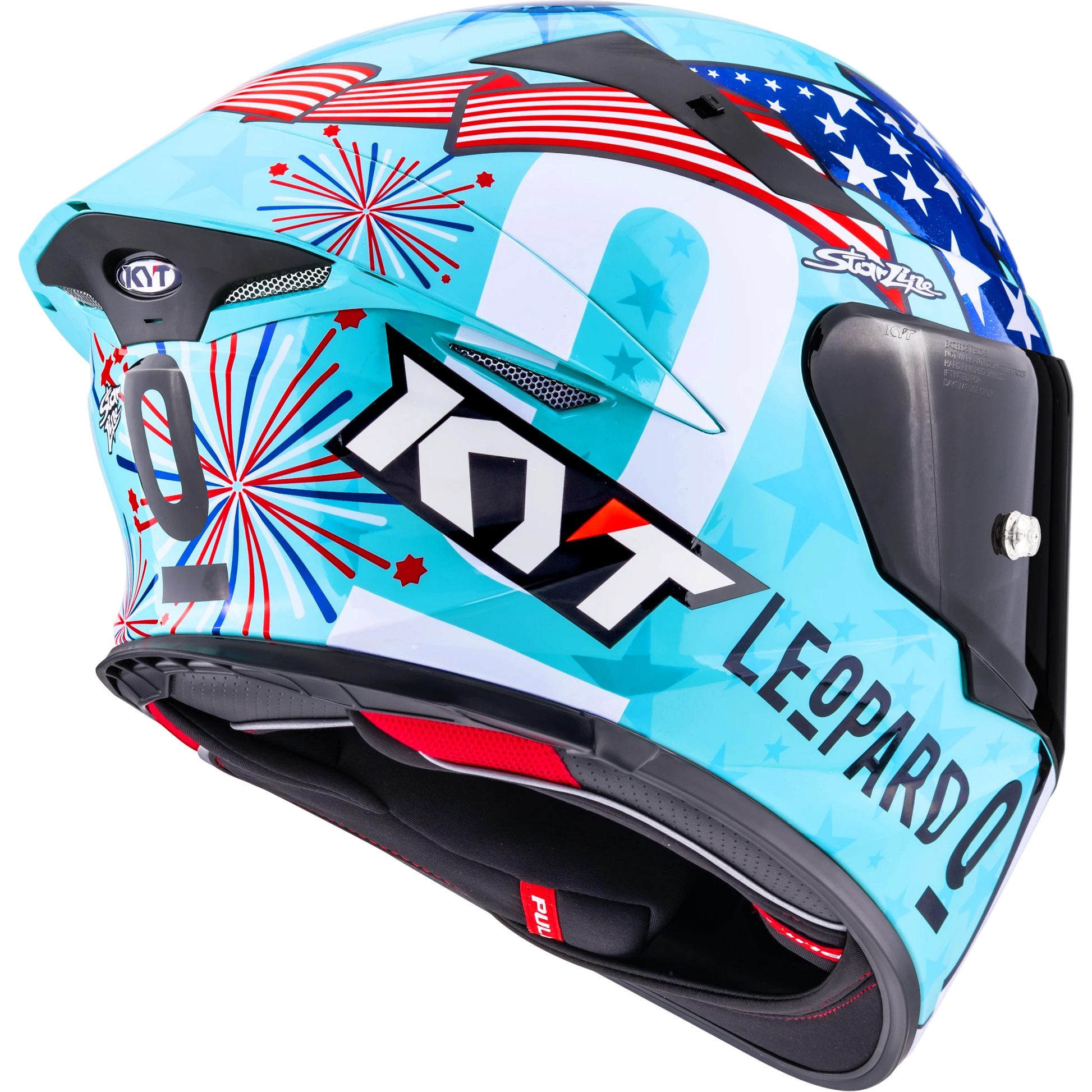 Back Right Quarter View KYT TT-REVO Leopard America Replica Motorcycle Helmet