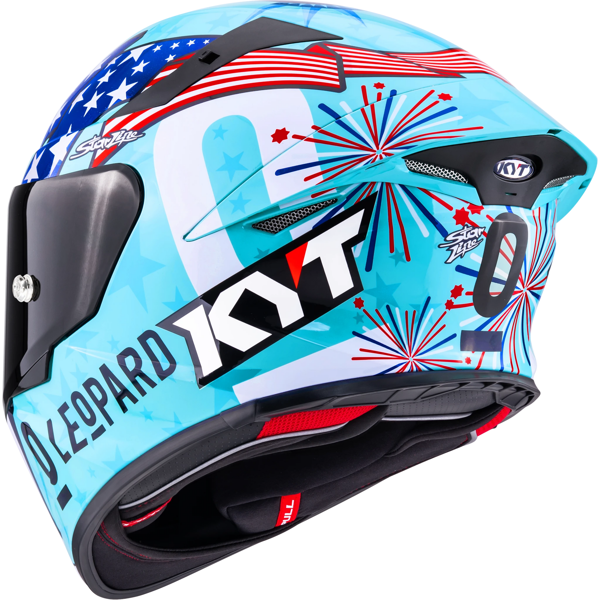 Back Left Quarter View KYT TT-REVO Leopard America Replica Motorcycle Helmet