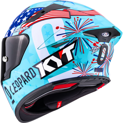 Back Left Quarter View KYT TT-REVO Leopard America Replica Motorcycle Helmet