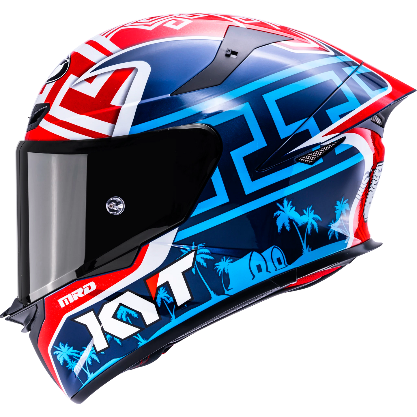 Left Side View of KYT TT-REVO Moreira Mandalika Replica Motorcycle Helmet
