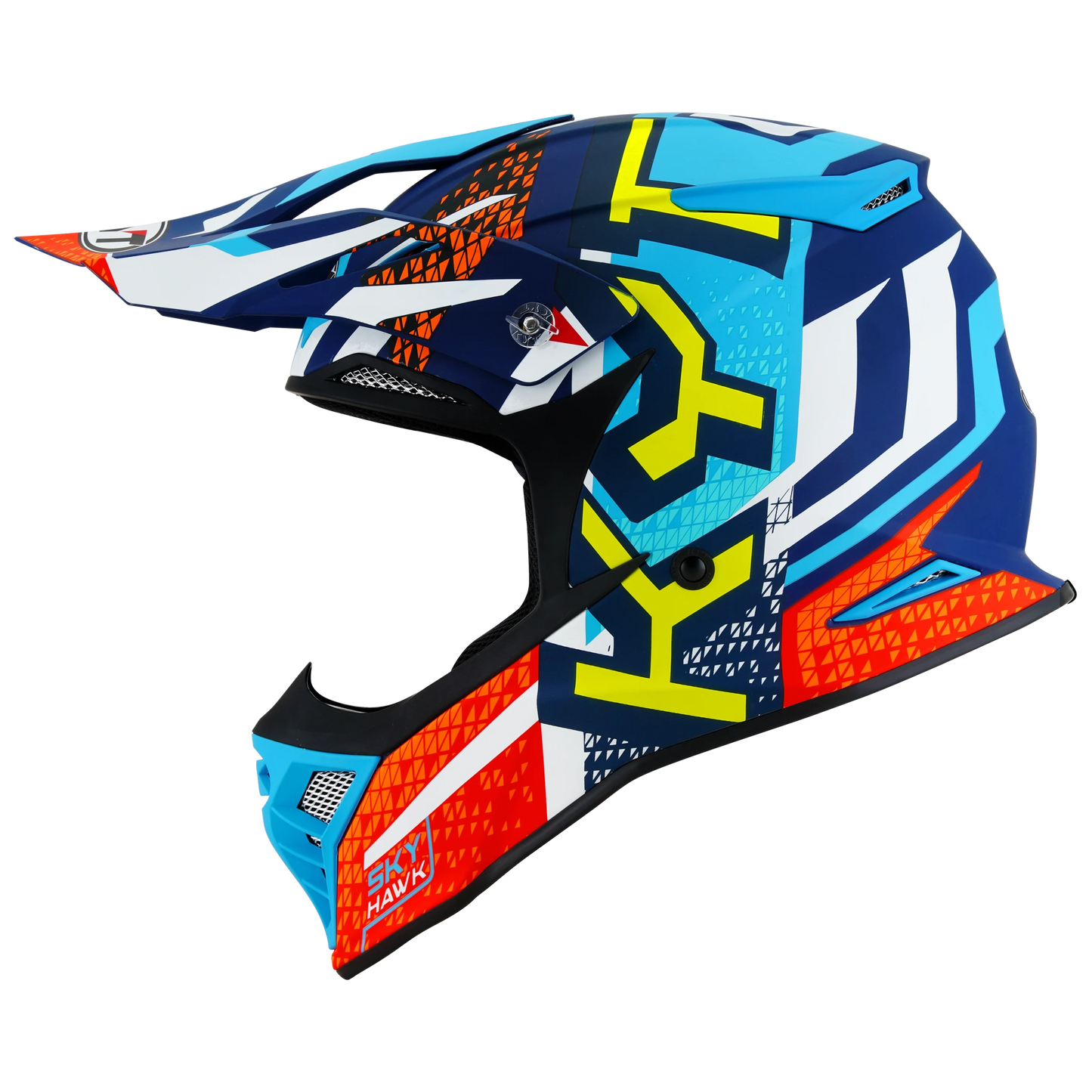 KYT Skyhawk Hyperflow Matte Blue Red Motorcycle helmet