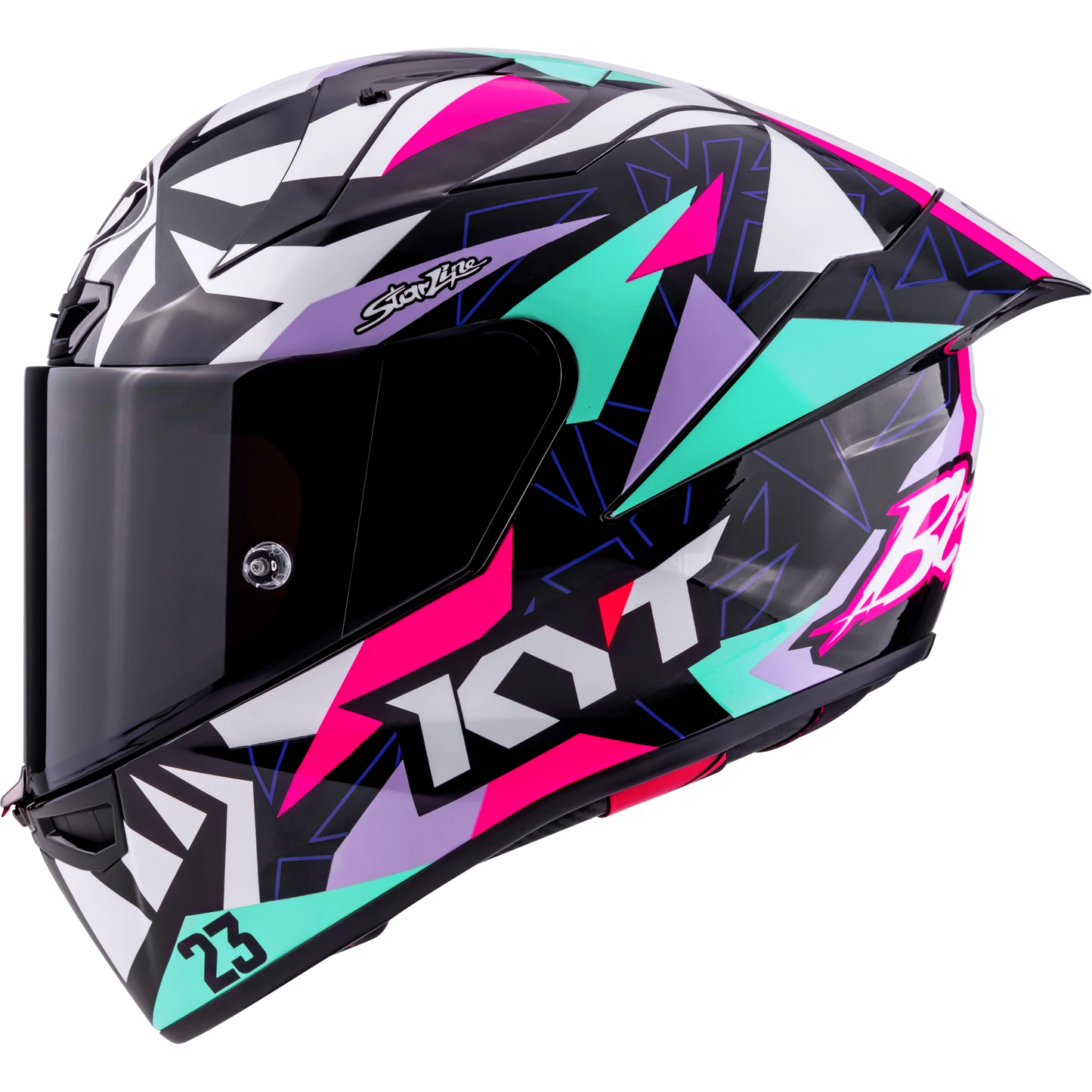 Left Side View of KYT KX-1 Race GP Bastianini 2025 Replica Motorcycle Helmet