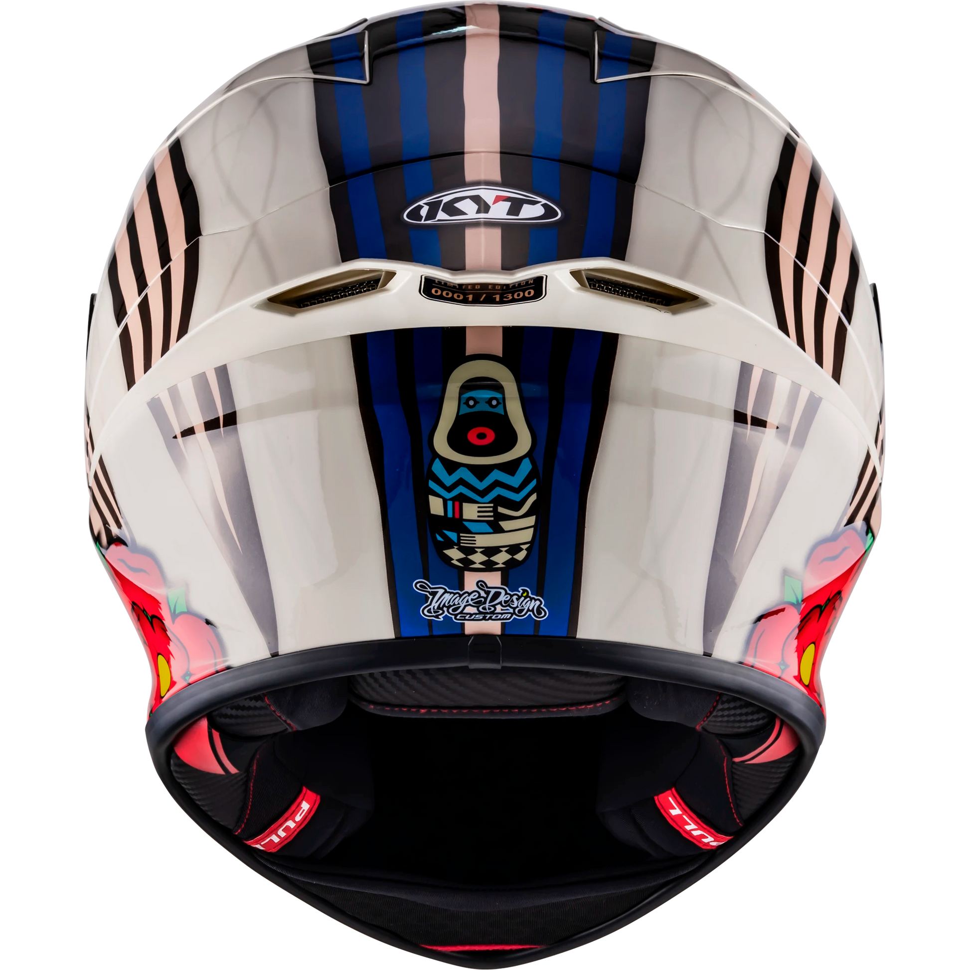 Rear View of KYT KX-1 Race GP John McGuinness L.E. Replica Motorcycle Helmet