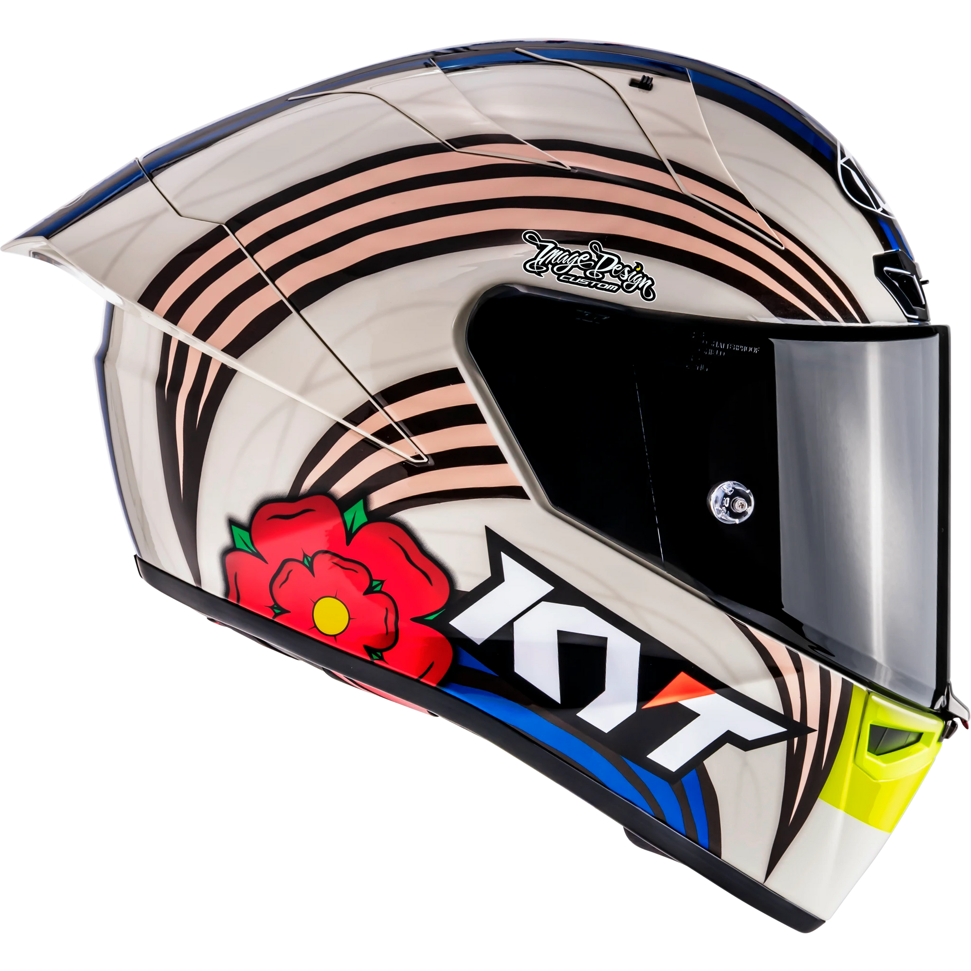 Right Side View of KYT KX-1 Race GP John McGuinness L.E. Replica Motorcycle Helmet