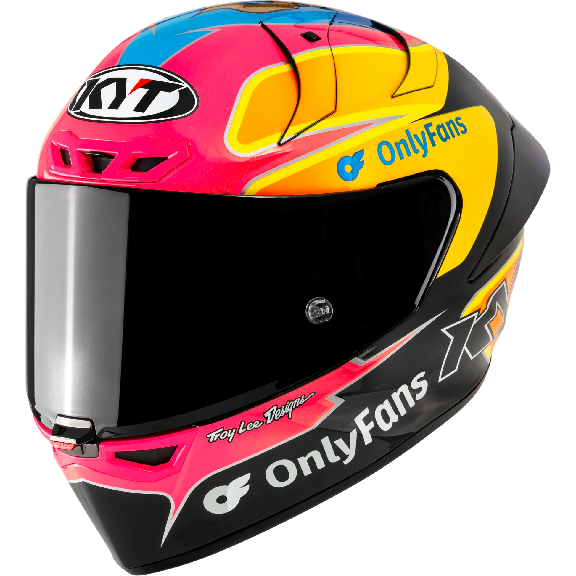 Front Left Quarter View of KYT KX-1 Race GP Davey Todd Replica Motorcycle Helmet