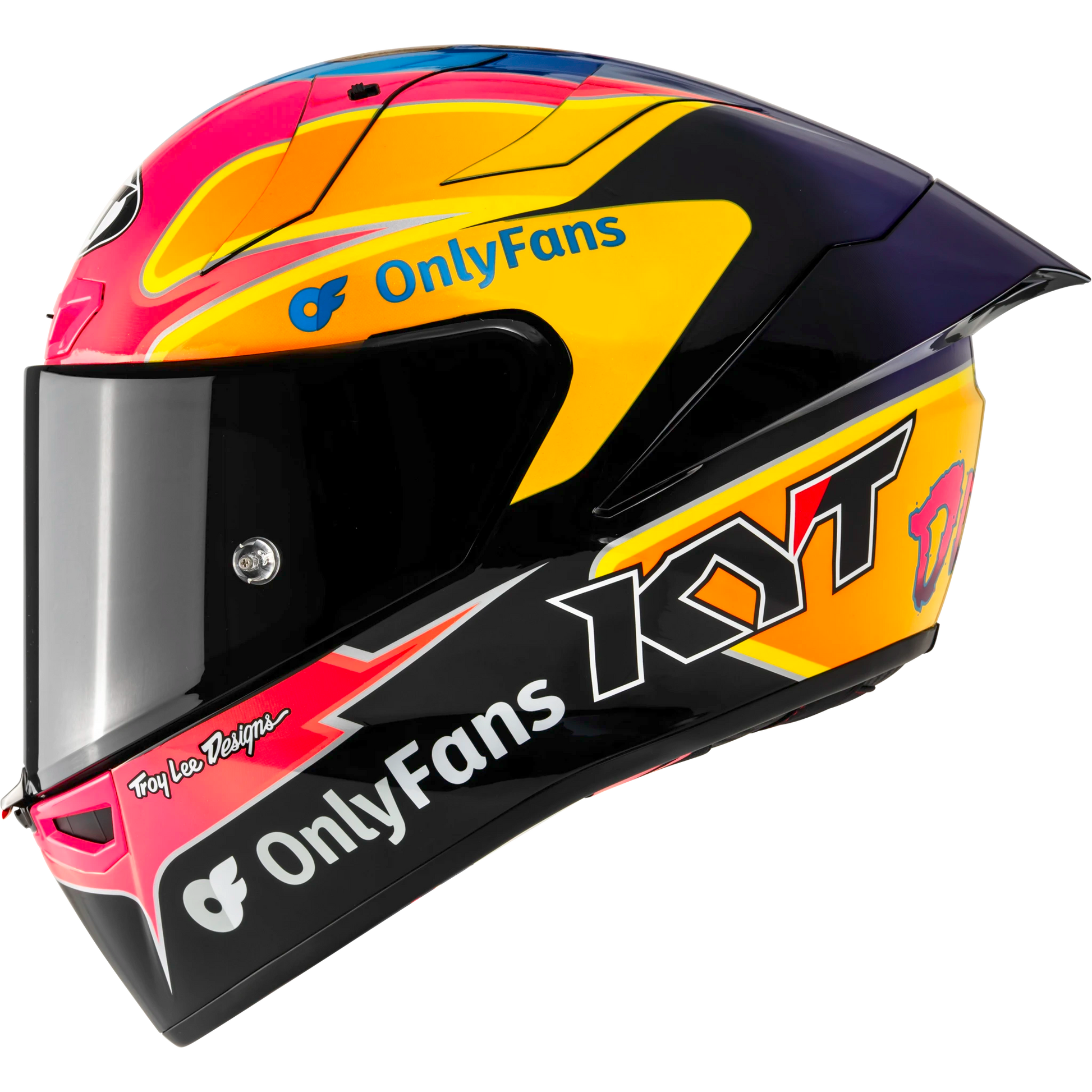 Left Side View of KYT KX-1 Race GP Davey Todd Replica Motorcycle Helmet