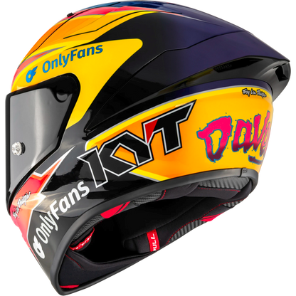 Rear Left Quarter View of KYT KX-1 Race GP Davey Todd Replica Motorcycle Helmet