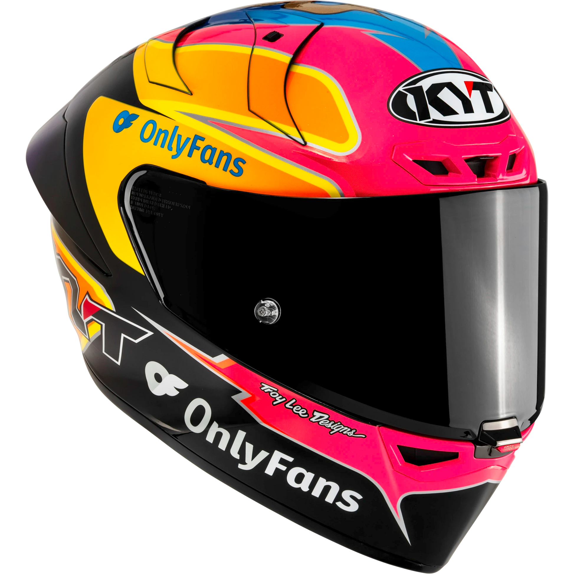 Front Right Quarter View of KYT KX-1 Race GP Davey Todd Replica Motorcycle Helmet