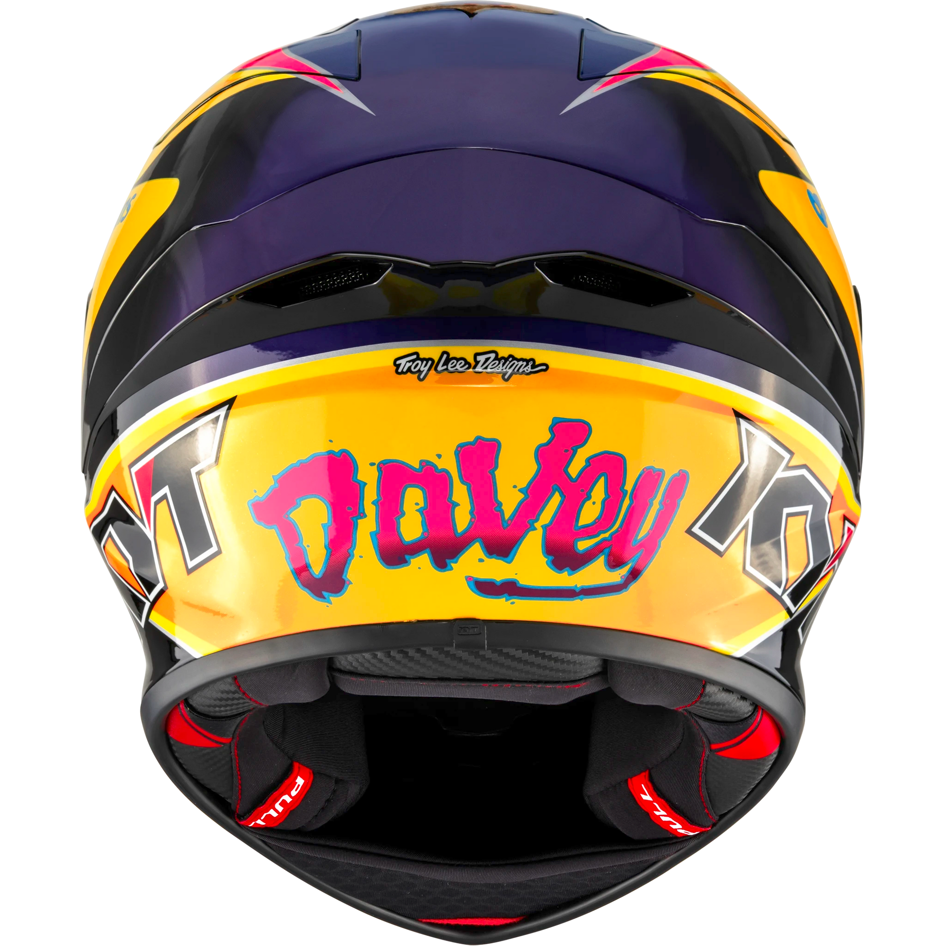 Rear View of KYT KX-1 Race GP Davey Todd Replica Motorcycle Helmet
