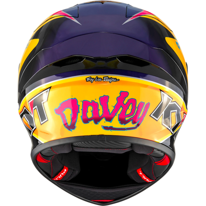 Rear View of KYT KX-1 Race GP Davey Todd Replica Motorcycle Helmet