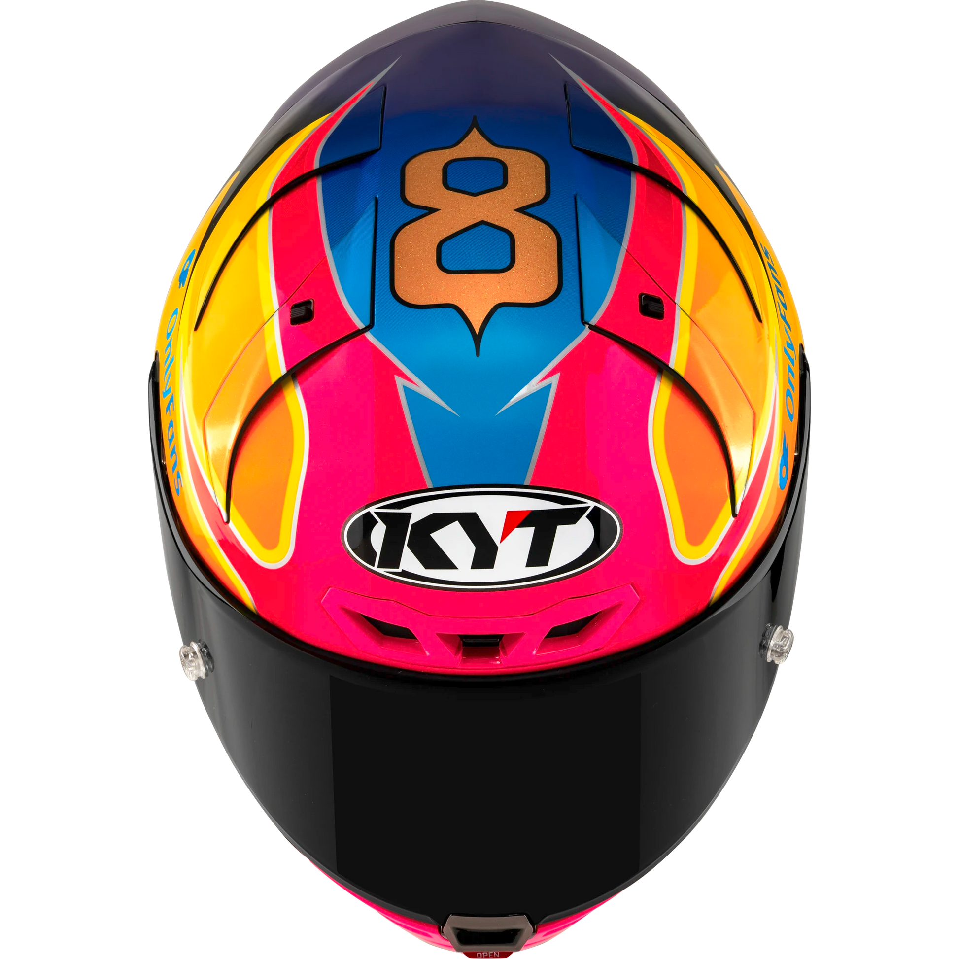 Top View of KYT KX-1 Race GP Davey Todd Replica Motorcycle Helmet