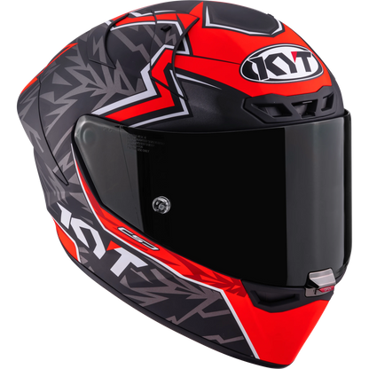 Front Right Quarter View of KYT KX-1 Race GP Nicolo Bulega Replica Motorcycle Helmet