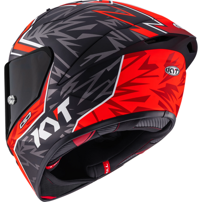 Left Rear Quarter View of KYT KX-1 Race GP Nicolo Bulega Replica Motorcycle Helmet