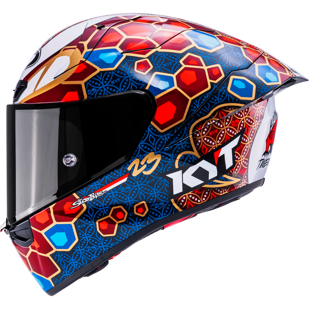 Left Side View of KYT KX-1 Race GP Bastianini Indonesia 2025 Replica Motorcycle Helmet
