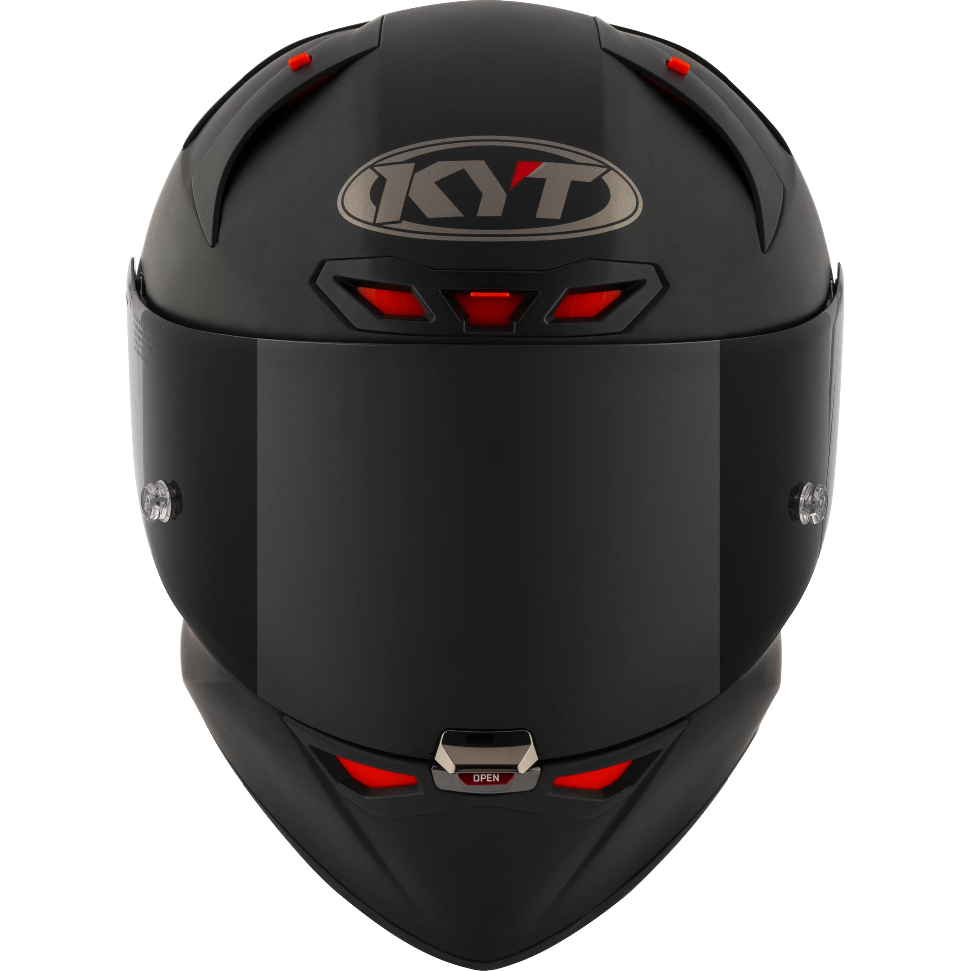 Front View of KYT KX-1 Plain Black Matte Motorcycle Helmet
