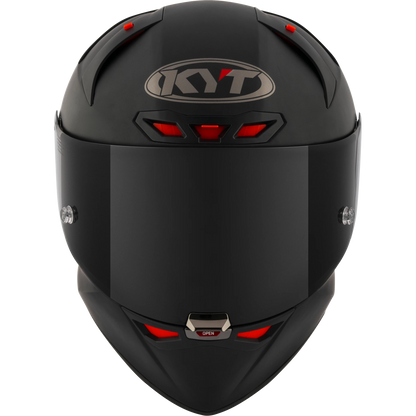 Front View of KYT KX-1 Plain Black Matte Motorcycle Helmet