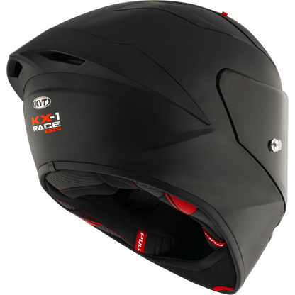 Rear Right Quarter View of KYT KX-1 Plain Black Matte Motorcycle Helmet