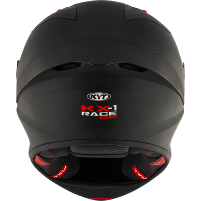 Rear View of KYT KX-1 Plain Black Matte Motorcycle Helmet
