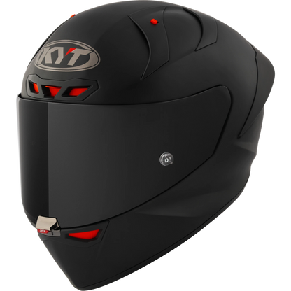 Front Left Quarter View of KYT KX-1 Plain Black Matte Motorcycle Helmet