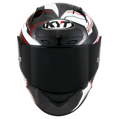 Front View of KYT NZ-Race Carbon Competition White Motorcycle Helmet