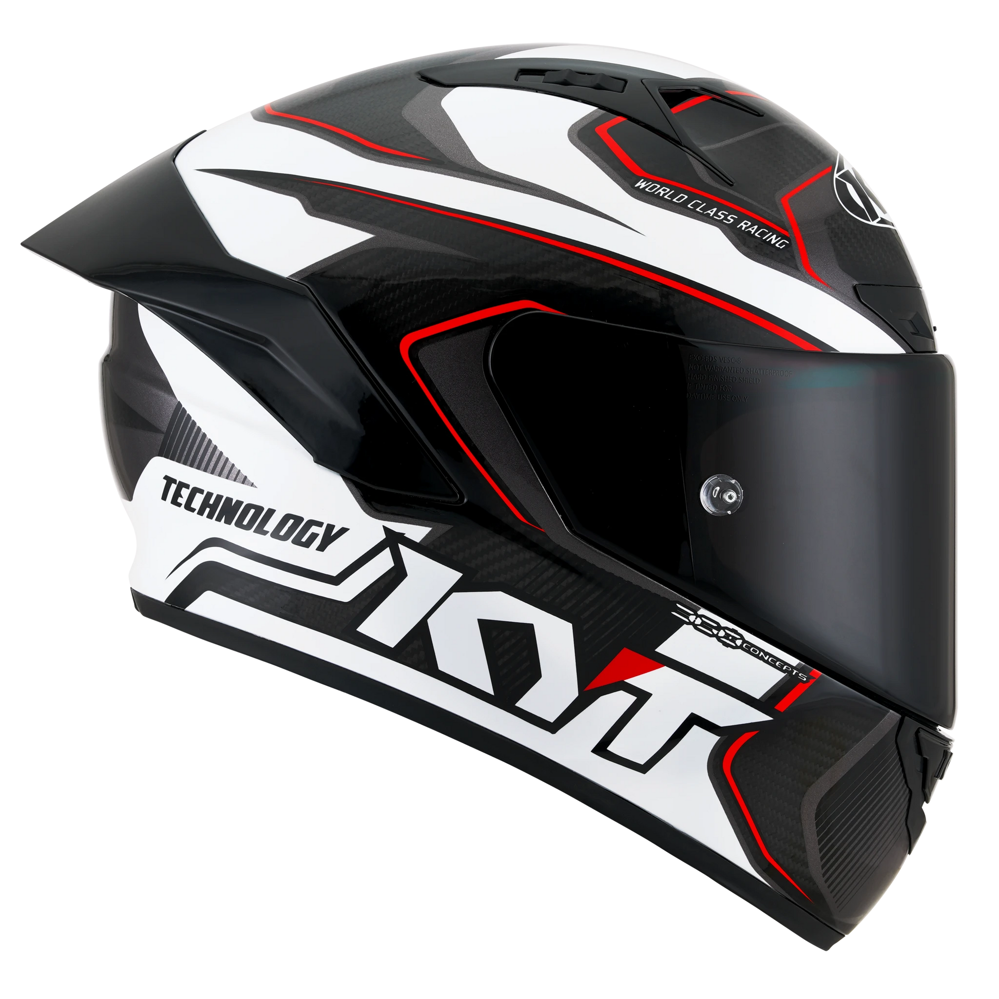 Right Side View of KYT NZ-Race Carbon Competition White Motorcycle Helmet