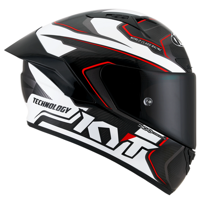 Right Side View of KYT NZ-Race Carbon Competition White Motorcycle Helmet