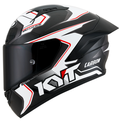 Left Side View of KYT NZ-Race Carbon Competition White Motorcycle Helmet