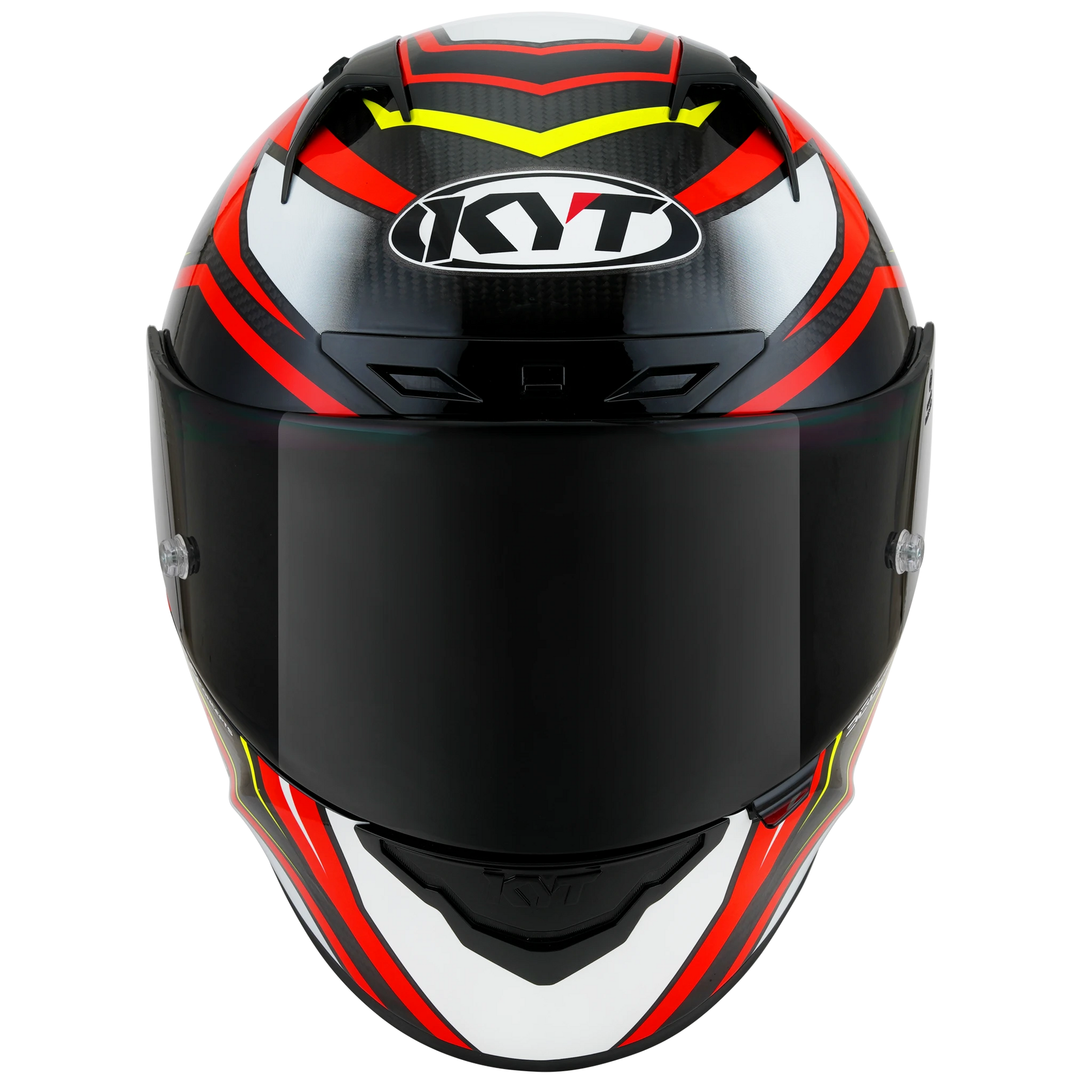 Front View of KYT NZ-Race Carbon Stride Red White Motorcycle Helmet