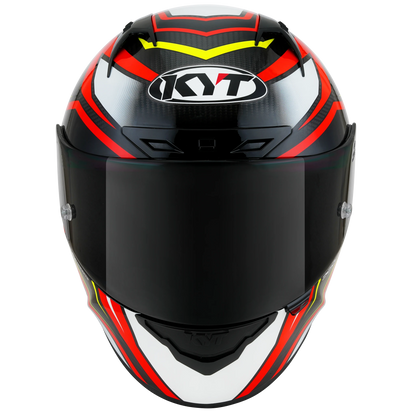 Front View of KYT NZ-Race Carbon Stride Red White Motorcycle Helmet