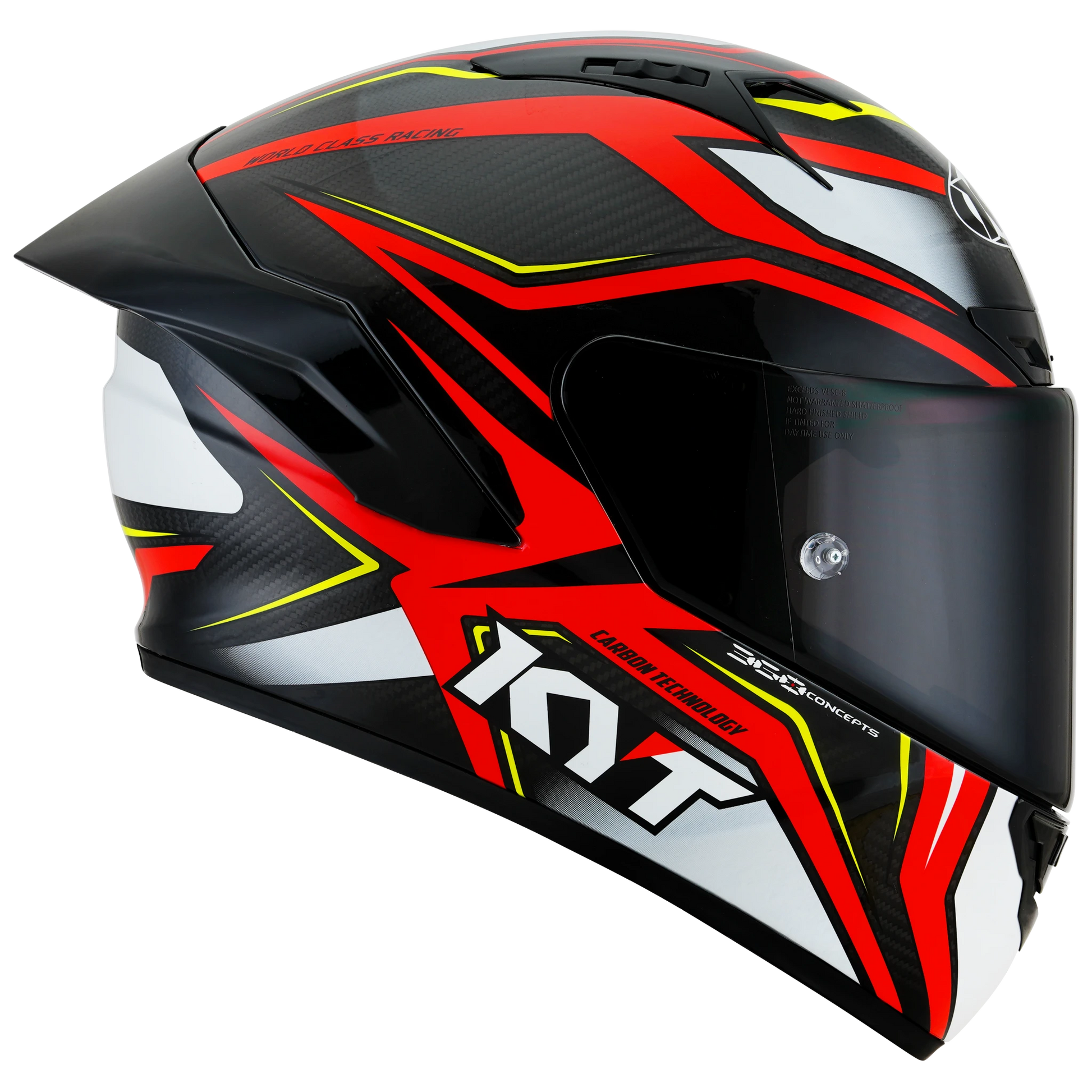 Right Side View of KYT NZ-Race Carbon Stride Red White Motorcycle Helmet