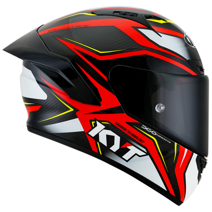 Right Side View of KYT NZ-Race Carbon Stride Red White Motorcycle Helmet