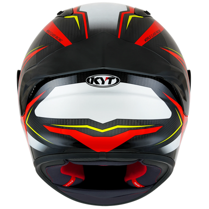 Rear View of KYT NZ-Race Carbon Stride Red White Motorcycle Helmet