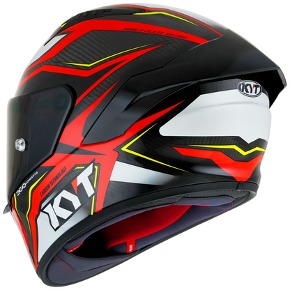 Left Side View of KYT NZ-Race Carbon Stride Red White Motorcycle Helmet