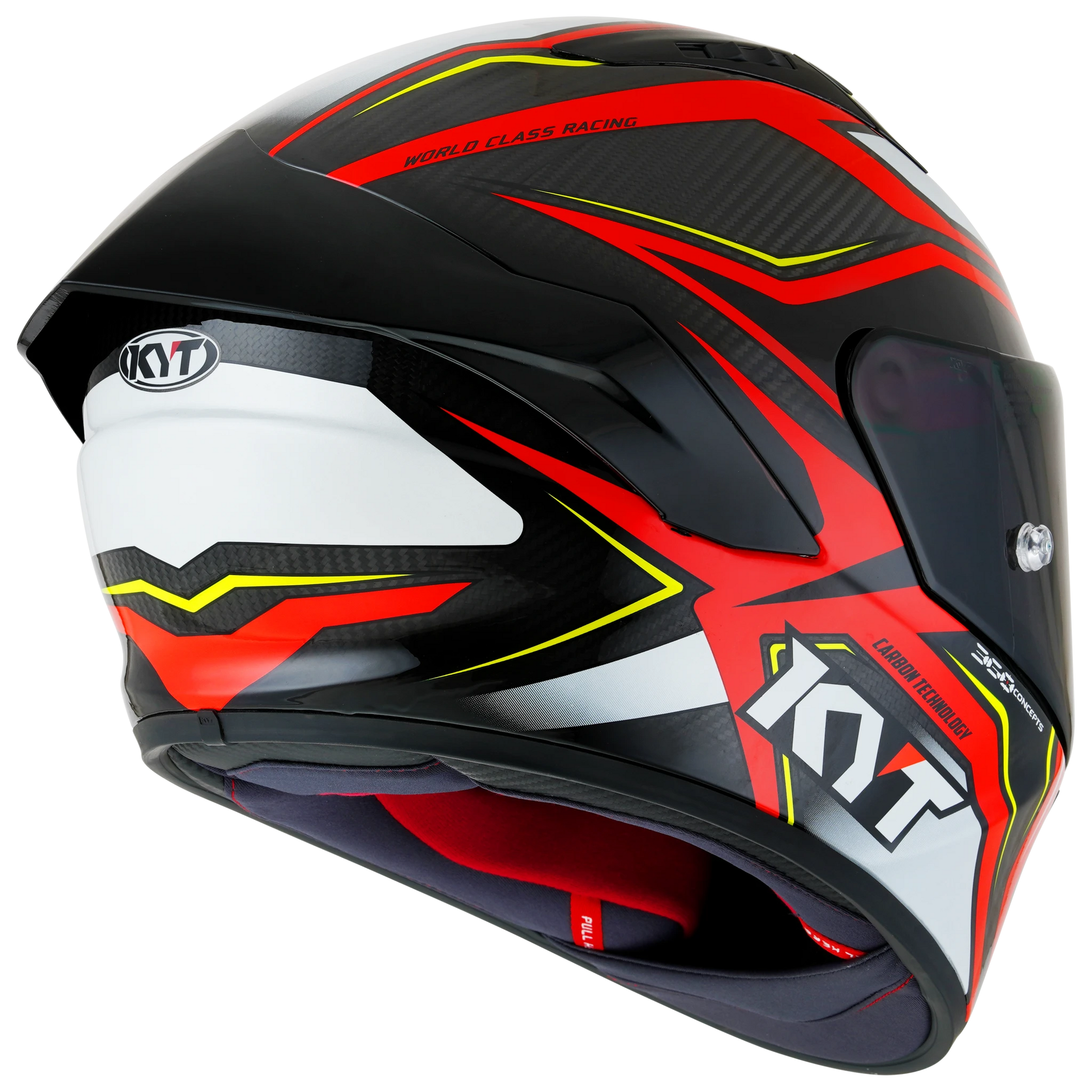 Right Side View of KYT NZ-Race Carbon Stride Red White Motorcycle Helmet